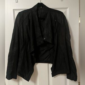 Elie Tahari 100% lamb leather black waterfall jacket, size M